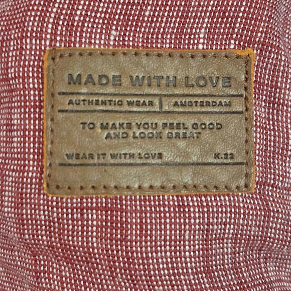 Scotch & Soda Red Linen Flip Up Cuffs Fall Shirt Size L - Picture 5 of 10